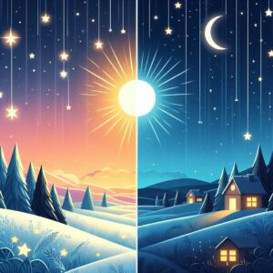 A-night-and-day-scene-with-stars-and-the-sun-300x300 A night and day scene with stars and the sun