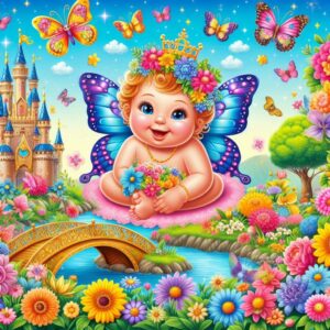 Yusras-colorful-world-with-vibrant-flowers-a-big-smiling-baby-colorful-butterflies-a-golden-bridge-and-a-castle-with-a-queen-butterfly-300x300 Yüsras colorful world with vibrant flowers, a big smiling baby, colorful butterflies, a golden bridge, and a castle with a queen butterfly